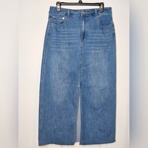 OAT New York Womens 10/30 Blue Denim Dark‎ Wash Slit Skirt Y2K